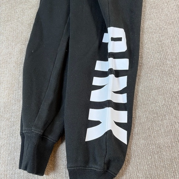 PINK Victoria's Secret Black Joggers with White Lettering 1294 - Picture 3 of 3